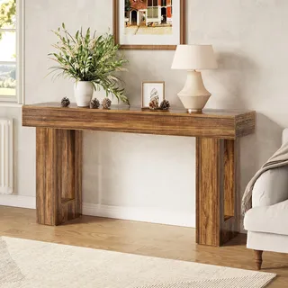 LITTLE TREE 160 cm Lange Konsolentische für den Eingangsbereich, großer Sofatisch hinter der Couch, Holzeingang, Foyer, Flurtisch, industrielle Konsole, Sofatische für Wohnzimmer, rustikales Braun