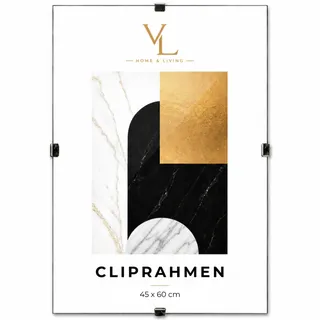 VELORA H&L Cliprahmen 45 x 60 cm - Rahmenloser Bilderrahmen aus Acrylglas für Fotos, Poster, Kunstwerke & Urkunden, horizontal oder vertikal
