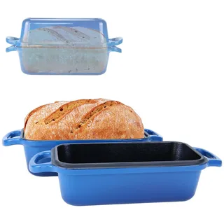 Gusseisen Brotbackform mit Deckel 22,96cm × 12,78cm,Bread Pans for Homemade Bread, Heavy Duty Loaf Pans for Baking Bread, Sourdough Bread Pan, Durable Loaf Pans for Oven Baking, Set of 2 (MeeresBlau)