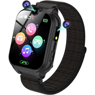PTHTECHUS Smartwatch Kinder - 1.68'' Uhr Telefon für Mädchen Jungen mit Anruf, SOS, 18 Spiele, Musik, Kamera, Wecker, Taschenlampe, Kinderuhr Telefonieren Smart Watch Kids Geschenk
