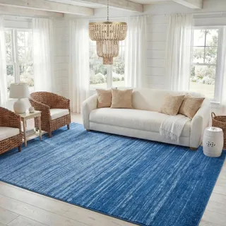 SAFAVIEH Modern Teppich für Wohnzimmer, Esszimmer, Schlafzimmer - Adirondack Collection, Kurzer Flor, Hellblau und Dunkelblau, 183 X 274 cm