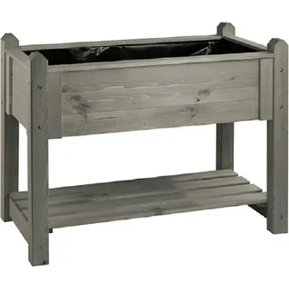 Hochbeet Premium mit Rollen aus Kiefernholz Vintage-Grau, 114x60x84,4 cm - Grau