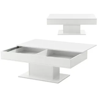 [en.casa] en.casa Couchtisch, »Lünen« Wohnzimmertisch 2 Staufächer 40x110x60cm Weiß Hochglanz weiß