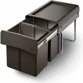 NABER CLAP 2/450-2 Abfallsorter 30 Liter (2x 15) in Anthrazit ab 45 cm Schrankbreite - Grau