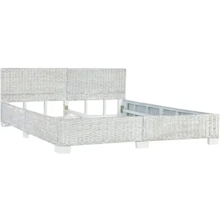 vidaXL Bett Grau Natur Rattan 180x200 cm - Grau