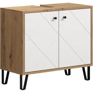 trendteam Waschbeckenunterschrank Touch 69 x 61 x 33 cm Beige/Weiß