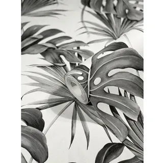 Schöner Wohnen Vliestapete Floral 53 cm x 10 m 300 g Grau/Weiß 32743