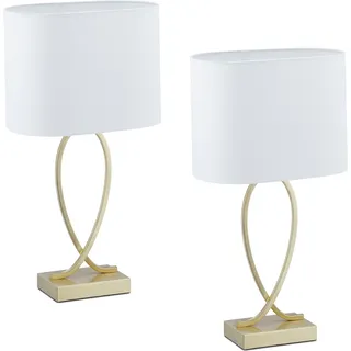 relaxdays Tischlampe geschwungener Fuß 2er Set - Gold