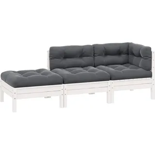 VidaXL 806665, Holz, Stoff, Polyester, Erwachsene & Kinder, 5 cm, 60 cm, 60 cm - Weiß