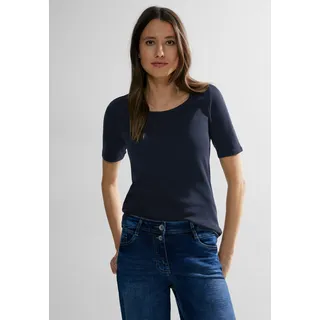 Cecil T-Shirt »Style NOS Lena«, mit klassischem Rundhalsausschnitt, blau