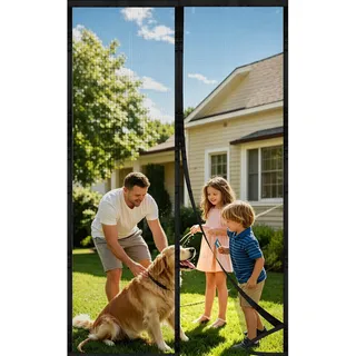 DIKER Magnet Fliegengitter Balkontür, Fliegenvorhang Tür 90×210cm, Magnetvorhang Insektenschutz, Balkon Magnetisch Fliegengitter Ohne Bohren, Fliegenschutz Terrassentür Vorhang, Fliegengittertüren