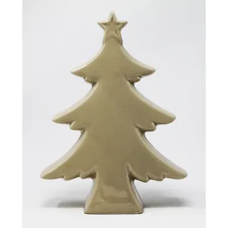 Weihnachtstanne aus Keramik beige grau Dekoweihnachtsbaum h 18cm