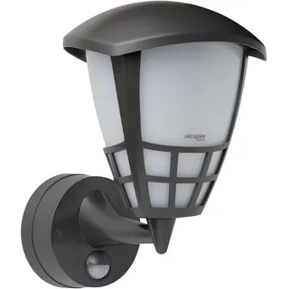 Oktaplex Bel Retro Außenlampe mit Bewegungsmelder IP54 Anthrazit 230V | inkl. E27 2700K Warmweiß 806lm 3,8W LED Glühbirne, 3,8W Außenleuchte