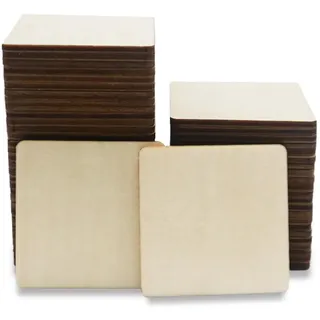 120 Stück 4x4cm Quadrate Holzscheiben zum Basteln Holzplättchen