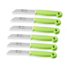 Universal Messer-Set aus Solingen Küchenmesser mit Extra Scharfer Schnittfläche für einen Präzisen Glatten Schnitt Edelstahl Rostfrei Schälmesser Obstmesser Gemüsemesser Grün (6, Lang)