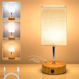 TRUMPETS Kabellos Akku-Nachttischlampe Touch-Dimmbar 3 Farbtemperaturen Stufenloses Dimmen, nachtlicht USB-C 6000mAh Wohnzimmer, Schlafzimmer (ohne Adapter),1