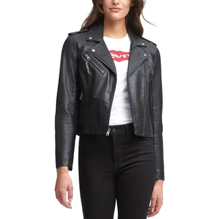 Levi's Damen Klassische Motorradjacke (Normale und Übergröße) Jacke aus Kunstleder, Schwarz, 32