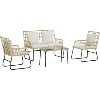 vidaXL Gartenmöbel Set 4 stk. Schwarz und Anthrazit Poly-Rattan - Creme