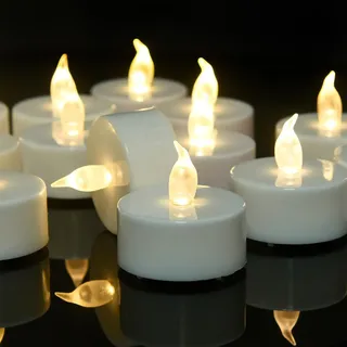 CANDLELAS LED Teelichter Flammenloses Kerzen, 100 Stück Realistische Flamme Helle Blinkend Teelicht, Langlebig Led Teelichte für Dekoration Hochzeit Festival Parteien Hauptdekorationen (Warmes Weiß)