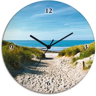 ARTland Wanduhr ARTLAND "Strand mit Sanddünen und Weg zur See", beige (natur), T:1,8cm, Wanduhren, Wanduhr, wahlweise mit Quarz- oder Funkuhrwerk, lautlos ohne Tickgeräusche