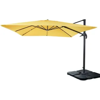 MCW Ampelschirm A96 3x3m Alu/Stahl Gelb mit Ständer
