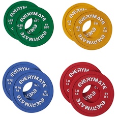 EVERYMATE Gummi Fraktionale Hantelscheiben Set Micro Hantelscheibe Paar 0,1kg 0,2kg 0,3kg 0,5kg für Olympische Langhanteln für Krafttraining Microplatten Hantelscheibe