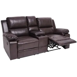 Mendler 2er Kinosessel HWC-H29, Relaxsessel Fernsehsessel Zweisitzer, Getränkehalter Soft Touch Kunstleder MVG ~ braun