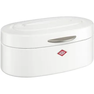 Wesco Single Elly Brotkasten in der Farbe weiß, pulverbeschichtetes Stahlblech, Lüftungslöcher und stabiler Handgriff, 32,2 x 22 x 14 cm