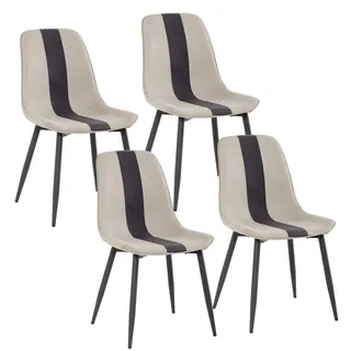 Mondeer Esszimmerstühle 4er Set, Küchenstuhl Polsterstuhl mit Metallbeinen Modernes Design, für Esszimmer Wohnzimmer Empfangsraum Büro, B48 x H85 x T40 cm, Beige