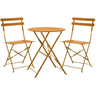 Svita BERLIN Bistro-Set Metall Sitzgruppe Balkon klappbar Tisch Stühle Orange