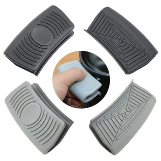 Ceqiny 2 Paar Silikon Topflappen Griffhalter Handclip Haltbarer Topfgriff Rutschfester Kochen Klemmgriffen Finger Schützen für Küche Kochen Grillen Backen, Schwarz Grau