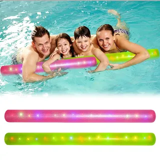 2 Stück Aufblasbarer Nudelschwimmer 120CM – Schwimmnudel Extra Lang mit Lichtern für Kinder & Erwachsene, Poolstange für Schwimmbad, Aquasport, Wassergymnastik & Strandspiele, Schwimmhilfe für Baden