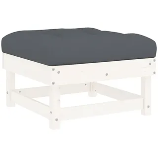 vidaXL Gartenhocker mit Kissen Weiß Massivholz Kiefer - Weiß