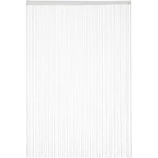 Relaxdays Fadenvorhang 5er Set weiß, kürzbar, mit Tunneldurchzug, White | für Türen & Fenster, waschbar, Fadengardine, 145x245 cm