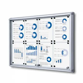 Showdown® Displays Showdown® Abschließbarer Schaukasten Magnetisch 94 (B) x 67,5 cm, silber 8 x DIN A4