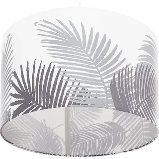 BELIANI Hängeleuchte Weiß Palmenmotiv runder Stoffschirm 48 cm Durchmesser Trommelform Retro Stil Wohnzimmer - Grau, Weiß
