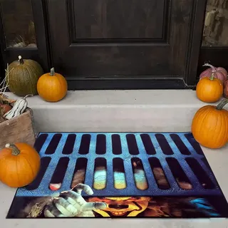 Saituo Home Halloween Fußmatte 3D, Halloween Deko Horror, Scary Kanalisation Clown Fußabtreter, Lustige Horror Rutschfester Bodenteppich, Dekoration für Den Innenbereich im Freien (40 x 60cm)