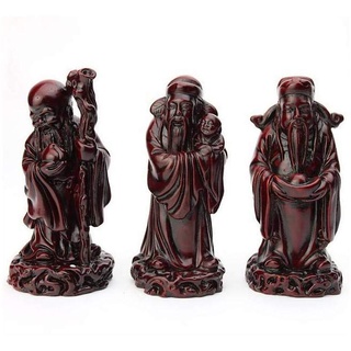 lachineuse - 3 Figuren Götter Fuk – Figuren Fuk, LUK und Sau – Farbe Rot – 11,5 cm Höhe – chinesische Deko – Dekoration Feng Shui für Haus, Büro, Innen – Geschenkidee China