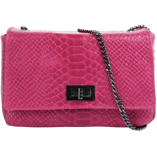 Umhängetasche CLUTY, Damen, Gr. B/H/T: 18cm x 13cm x 5cm onesize, pink, Leder, Taschen Umhängetasche, echt Leder, Made in Italy