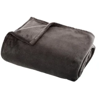 Atmosphera Createur d ́interieur Fleecedecke Uni 180/230 cm , Anthrazit , Textil , Rechteckig , 180x230 cm , Heimtextilien, Wohntextilien, Decken, Fleecedecken