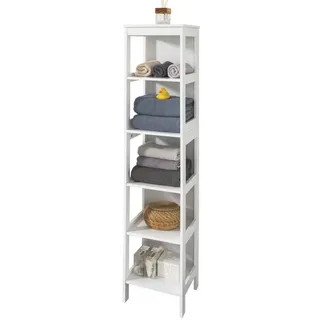 SoBuy Badregal mit 5 Ablagen Bad-Hochschrank Standregal Küchenregal Aufbewahrungsregal weiß BHT ca: 30x139x30cm BZR14-W - Weiß