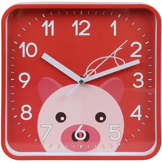sarcia.eu Schwein Wanduhr analog, quadratische Uhr für Kinder 20,2x20,2 cm