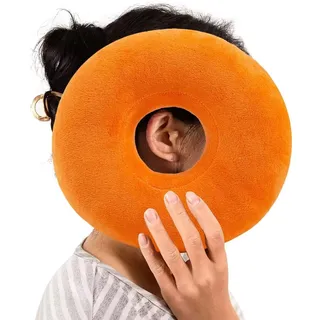 UKTYUAS Piercing Kissen mit Loch,Für Ohr gegen Ohrenschmerzen,Donut Kissen,Ohrkissen,Sleepingring für Seitenschläfer zur Schmerzlinderung, Kissen, Ohrenkissen (Orange)