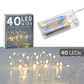 Cepewa LED Lichterkette Mikro 40er 4 m warmweiß Silber
