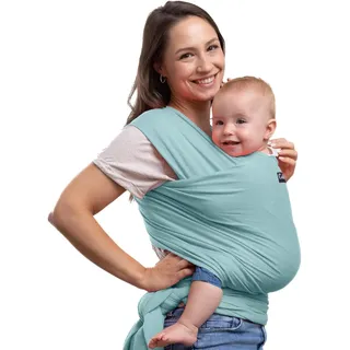 CuddleBug Babytragetuch ab Geburt bis 36 Monate (3,2-15,8 kg) - Kuscheliges & Elastisches Tragetuch Baby, Verstellbar von XS bis XXL, Stillfreundlich & Einfach zu Binden (Minzgrün)