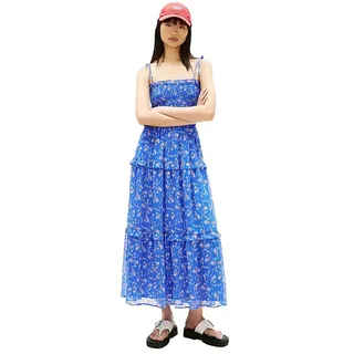 Tommy Jeans Chiffon ärmelloses Midikleid - Empire Blue Aop - L