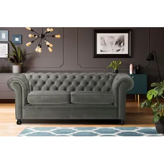 Home Affaire Chesterfield-Sofa »Chesterfield Home 3-Sitzer B/T/H: 192/87/75 cn«, mit edler Knopfheftung und typischen Armlehnen grau