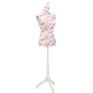 vidaXL Damenbüste Schneiderpuppe Büste Torso Mannequin Baumwolle Weiß Rose