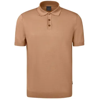 Poloshirt BUGATTI, Herren, Gr. L, beige (60, taupe), 75% Baumwolle, 25% Polyacryl, unifarben, regular fit, ohne Ausschnitt, Rippbündchen, Shirts Poloshirt, mit Knopfleiste