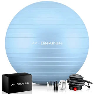 EliteAthlete Gymnastikball Sitzball Büro ergonomisch mit Anti Burst System - Fitness Pilates Schwangerschaft - Schwangerschaftsball Fitnessball Yogaball - Yoga Ball 85 cm inkl. Luftpumpe